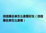 微信黑名單怎么查看好友（微信黑名單怎么查看）