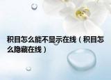 積目怎么能不顯示在線（積目怎么隱藏在線）