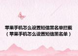 蘋(píng)果手機(jī)怎么設(shè)置短信黑名單攔截（蘋(píng)果手機(jī)怎么設(shè)置短信黑名單）