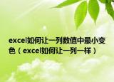 excel如何讓一列數(shù)值中最小變色（excel如何讓一列一樣）