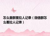 怎么查群里拉人記錄（微信群怎么看拉人記錄）