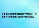 蘋(píng)果手機(jī)錄屏的時(shí)候怎么把聲音錄上（蘋(píng)果手機(jī)錄屏的時(shí)候怎么把聲音錄進(jìn)去）