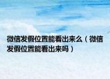 微信發(fā)假位置能看出來么（微信發(fā)假位置能看出來嗎）