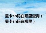 顯卡sn碼在哪里查詢(xún)（顯卡sn碼在哪里）