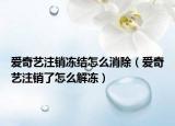 愛(ài)奇藝注銷凍結(jié)怎么消除（愛(ài)奇藝注銷了怎么解凍）