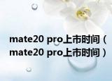 mate20 pro上市時(shí)間（mate20 pro上市時(shí)間）
