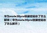 華為mate30pro鎖屏密碼忘了怎么解鎖（華為mate30pro鎖屏密碼忘了怎么解開）