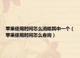 蘋(píng)果使用時(shí)間怎么消除其中一個(gè)（蘋(píng)果使用時(shí)間怎么查詢(xún)）