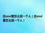 在soul里怎么找一個(gè)人（在soul里怎么找一個(gè)人）