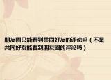 朋友圈只能看到共同好友的評(píng)論嗎（不是共同好友能看到朋友圈的評(píng)論嗎）