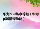 華為p30防水等級（華為p30翻譯功能）