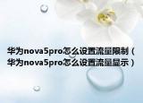 華為nova5pro怎么設(shè)置流量限制（華為nova5pro怎么設(shè)置流量顯示）