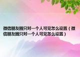 微信朋友圈只對(duì)一個(gè)人可見(jiàn)怎么設(shè)置（微信朋友圈只對(duì)一個(gè)人可見(jiàn)怎么設(shè)置）