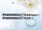 手機(jī)解鎖密碼忘記了怎么辦oppo（手機(jī)解鎖密碼忘記了怎么辦）