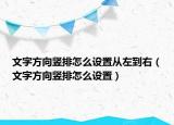 文字方向豎排怎么設(shè)置從左到右（文字方向豎排怎么設(shè)置）