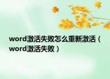 word激活失敗怎么重新激活（word激活失敗）
