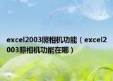 excel2003照相機(jī)功能（excel2003照相機(jī)功能在哪）