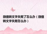 微信轉(zhuǎn)文字失敗了怎么辦（微信轉(zhuǎn)文字失敗怎么辦）