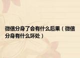 微信分身了會有什么后果（微信分身有什么壞處）