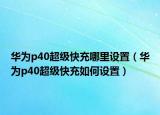 華為p40超級(jí)快充哪里設(shè)置（華為p40超級(jí)快充如何設(shè)置）