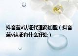 抖音藍(lán)v認(rèn)證代理商加盟（抖音藍(lán)v認(rèn)證有什么好處）