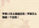 蘋果12怎么隱藏應(yīng)用（蘋果怎么隱藏一個(gè)應(yīng)用）