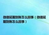 微信延期到賬怎么回事（微信延期到賬怎么回事）