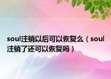 soul注銷以后可以恢復(fù)么（soul注銷了還可以恢復(fù)嗎）