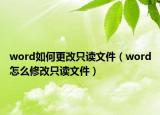 word如何更改只讀文件（word怎么修改只讀文件）