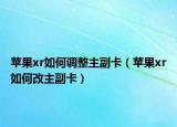 蘋果xr如何調整主副卡（蘋果xr如何改主副卡）
