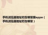 手機瀏覽器地址欄在哪里搜oppo（手機瀏覽器地址欄在哪里）