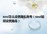 soul怎么設(shè)置隱私賬號(hào)（soul如何設(shè)置隱身）
