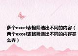 多個excel表格篩選出不同的內(nèi)容（兩個excel表格篩選出不同的內(nèi)容怎么弄）