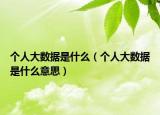 個人大數(shù)據(jù)是什么（個人大數(shù)據(jù)是什么意思）