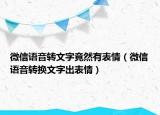 微信語音轉(zhuǎn)文字竟然有表情（微信語音轉(zhuǎn)換文字出表情）