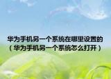 華為手機(jī)另一個(gè)系統(tǒng)在哪里設(shè)置的（華為手機(jī)另一個(gè)系統(tǒng)怎么打開）