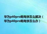 華為p40pro耗電快怎么解決（華為p40pro耗電快怎么辦）