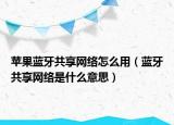 蘋果藍(lán)牙共享網(wǎng)絡(luò)怎么用（藍(lán)牙共享網(wǎng)絡(luò)是什么意思）