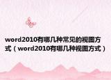 word2010有哪幾種常見的視圖方式（word2010有哪幾種視圖方式）