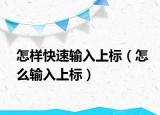 怎樣快速輸入上標（怎么輸入上標）
