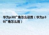 華為p30廣角怎么設(shè)置（華為p30廣角怎么用）