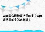 wps怎么刪除表格里的字（wps表格里的字怎么刪除）