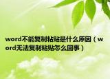 word不能復制粘貼是什么原因（word無法復制粘貼怎么回事）
