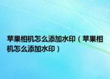 蘋果相機怎么添加水?。ㄌO果相機怎么添加水印）
