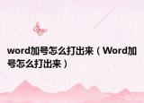 word加號怎么打出來（Word加號怎么打出來）