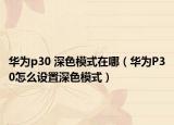華為p30 深色模式在哪（華為P30怎么設(shè)置深色模式）