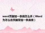 word頁腳加一條線怎么弄（Word為怎么在頁腳里加一條直線）