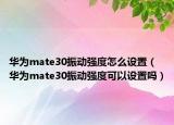 華為mate30振動強度怎么設置（華為mate30振動強度可以設置嗎）