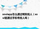 soulapp怎么通過昵稱找人（soul能通過手機號找人嗎）