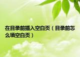 在目錄前插入空白頁（目錄前怎么填空白頁）